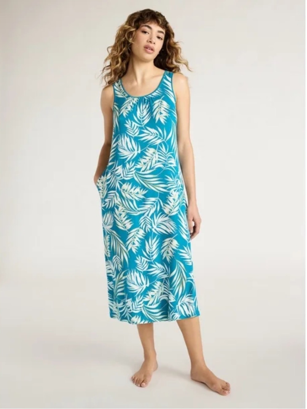 Joyspun Women's Sleeveless Knit Midi Chemise Mumu Nightgown Size M 8-10 NWOT